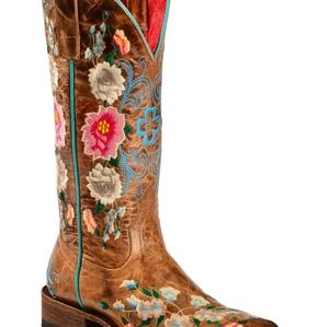 MACIE BEAN WOMEN'S ROSE GARDEN WESTERN BOOTS - BROAD SQUARE TOE 6.5